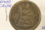 1937 FRENCH INDO CHINA SILVER 20 CENTS UNC