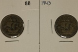 1933 & 1943 PORTUGAL SILVER 2 1/2 ESCUDOS