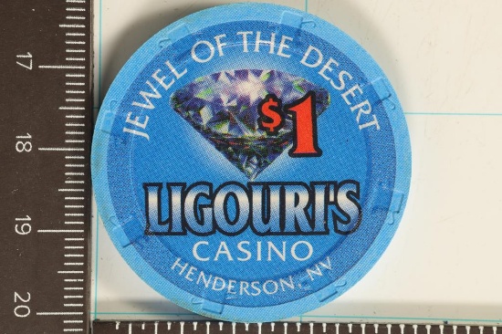 $1 LIGOURI'S CASINO CHIP "JEWEL OF THE DESERT"