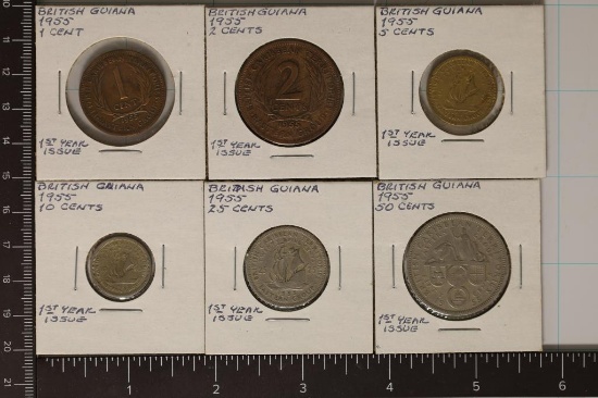 6-1955 BRITISH GUYANA COINS: 1 CENT, 2 CENT, 5