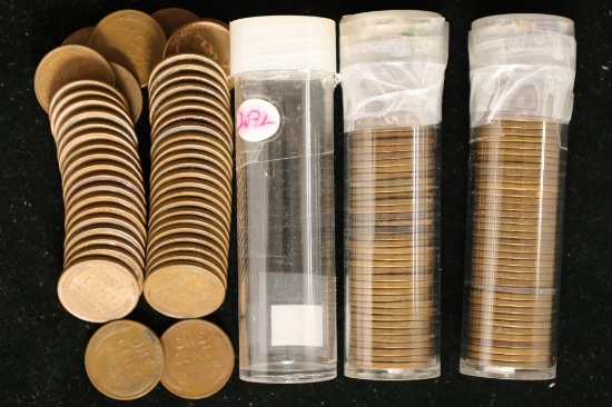 3 SOLID DATE ROLLS OF LINCOLN WHEAT CENTS: