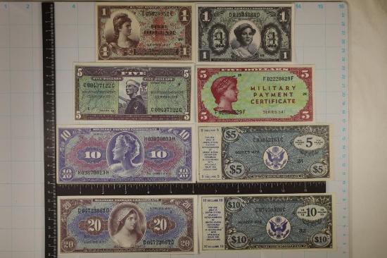 REPLICA 8 US MILITARY PAYMENT CERTIFICATES: 2-$1,