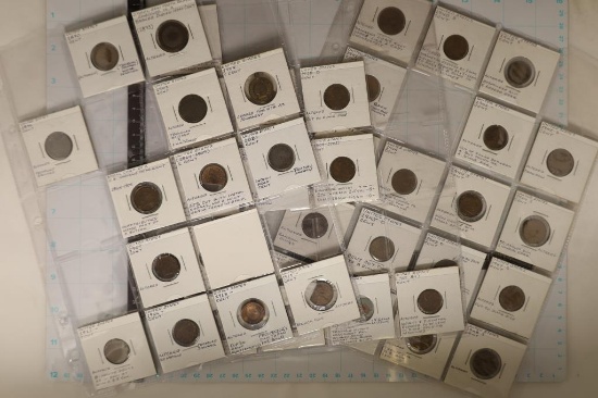 42 ALTERED US 1 CENT COINS:1881-1948. INCLUDES