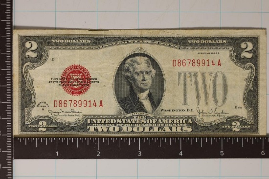 1928-G $2 US RED SEAL NOTE