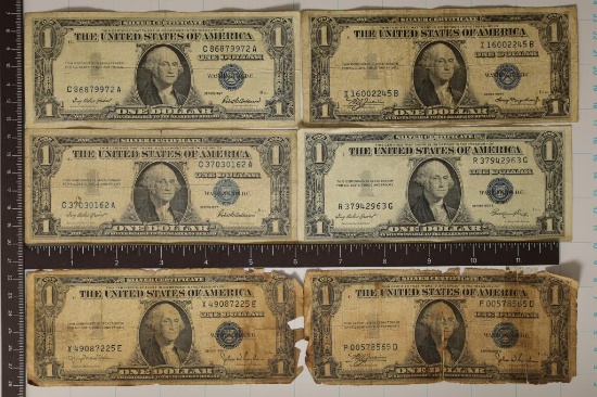 1935-A, 35-C,35-D, 35-E& 2-1957 US $1 SILVER CERTS