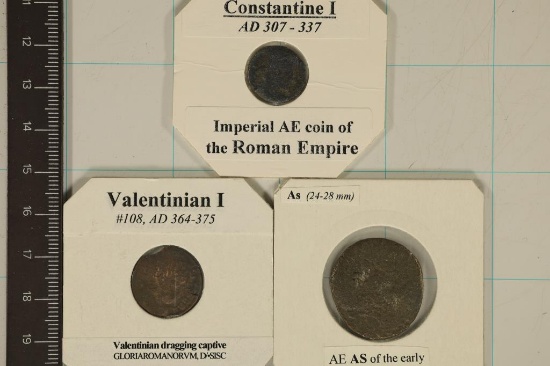 3 ROMAN ANCIENT COINS: 307-337 A.D. CONSTATINE I,