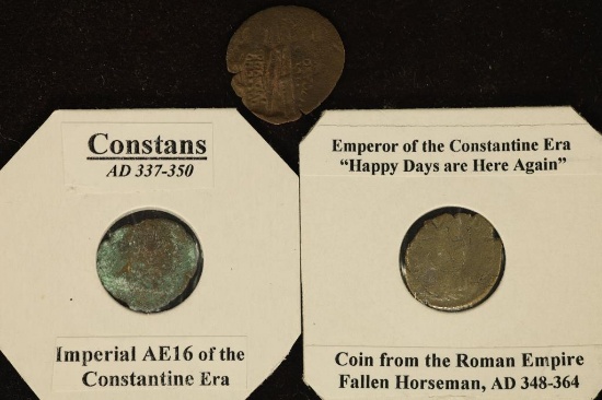 3 ROMAN ANCIENT COINS: BYZANTINE, 337-350 A.D.