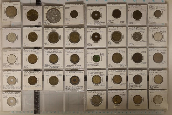 37 ASSORTED METAL ARCADE TOKENS: DATING FROM THE