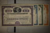 4 VINTAGE STOCK CERTIFICATES: 1952 GULF STATE