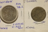 1930 & 1946 SWEDEN SILVER 1 KRONA .2829 OZ. ASW