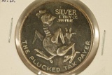 1 TROY OZ .999 FINE SILVER UNC ROUND THE PLUCKED