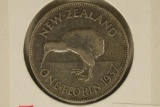 1937 NEW ZEALAND SILVER 1 FLORIN .1818 OZ. ASW