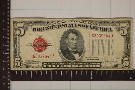 1928-E US $5 RED SEAL NOTE