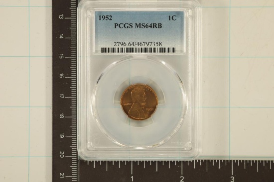1952 LINCOLN WHEAT CENTS PCGS MS64RB