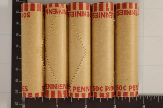 5 SOLID DATE ROLLS OF 2007-P LINCOLN CENTS