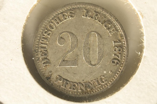 1876-G GERMAN SILVER 20 PFENNING .0321 OZ. ASW