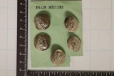 5 TRAIN VINTAGE METAL BUTTONS EACH IS 3/4