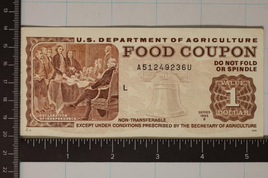 1993-B US DEPARTMENT OF AGRICULTURE $1 FOOD COUPON