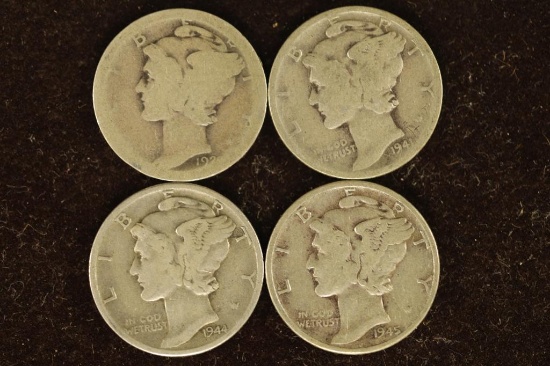 192?, 1941, 1944 & 1945 SILVER MERCURY DIMES