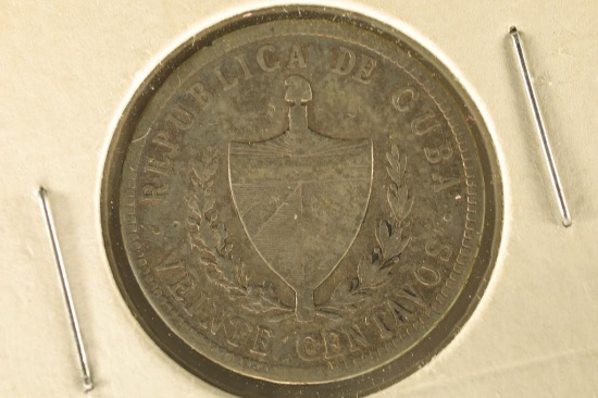 1920 CUBA SILVER 20 CENTAVOS .1447 OZ. ASW