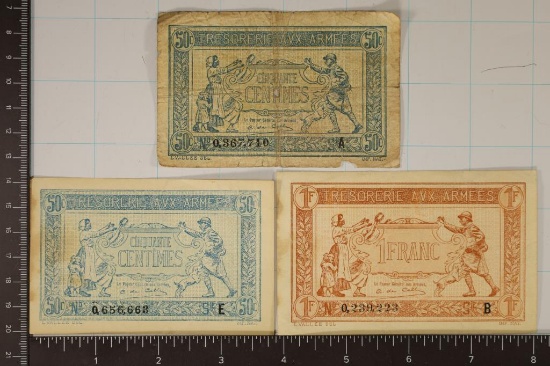 3-1917  FRENCH MILITARY PAYMENT CERTS: 2-50