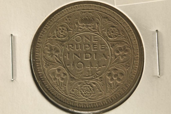 1944 BRITISH INDIA SILVER 1 RUPEE .1874 OZ. ASW