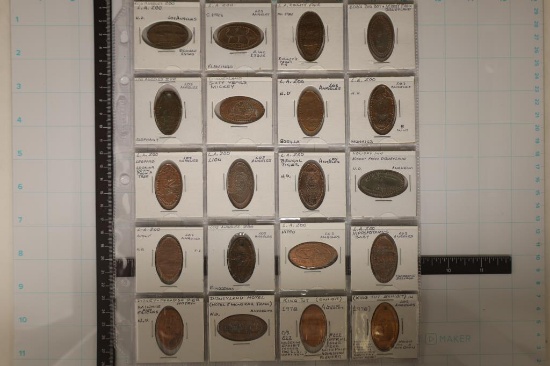 20 ELONGATED US 1 CENT COINS: L.A. ZOO, BENGAL