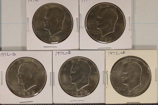 1972 & 4-1972-D IKE DOLLARS UNC