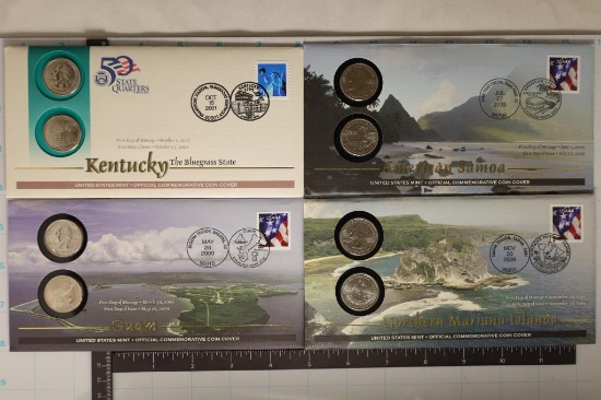 4 SETS OF P & D QUARTERS ON FDC'S: 2001