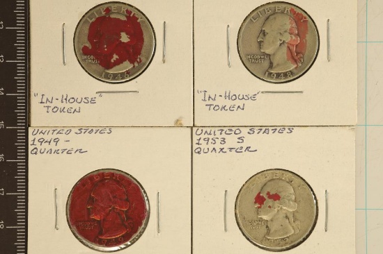 1946, 48, 49 & 1953-S WASHINGTON SILVER QUARTERS