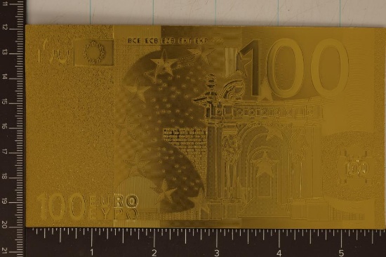 GOLD FOIL 2002 CRISP UNC 100 EURO BILL
