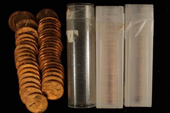 3 SOLID DATE ROLLS OF BU LINCOLN CENTS: 1968 (44),