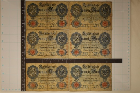 6-1908 GERMAN 20 MARK BILLS