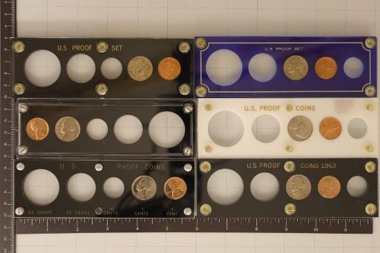 6-1963 US PROOF COIN HOLDERS: EACH WITH PROOF