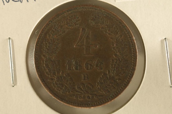 1864-B AUSTRIA COPPER 4 KREUZER
