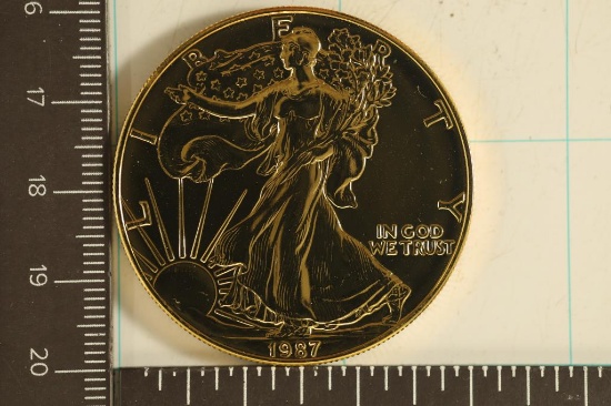 1987 GOLD ELECTROPLATED AMERICAN SILVER EAGLE