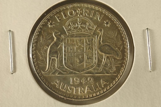 1942 AUSTRALIA SILVER FLORIN BU .3364 OZ. ASW