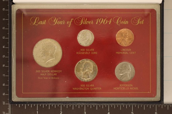 LAST YEAR OF SILVER 1964 US COIN SET INCLUDES: