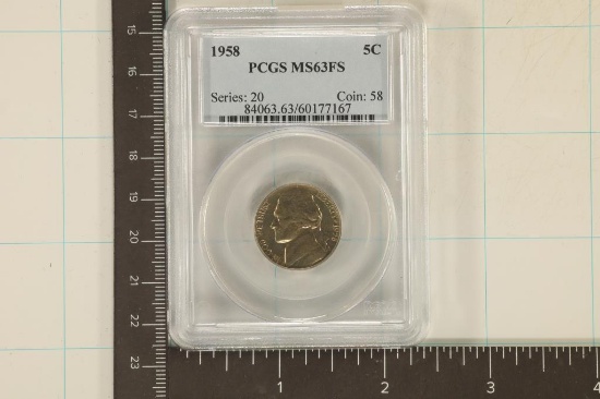 1958 JEFFERSON NICKEL PCGS MS63FS
