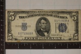 1934-D US $5 SILVER CERT, BLUE SEAL
