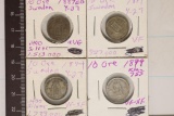 1887-BB, 1891, 94 & 1899 SWEDEN SILVER 10 ORE