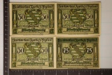 4-1921 GERMAN CRISP UNC NOTGELDS: 3-50 PFENNIG &