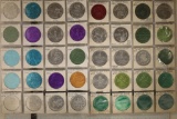 40 ASSORTED ALUMINUM COLORIZED MARDI GRAS TOKENS