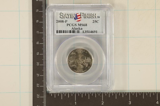 2008-P ALASKA QUARTER PCGS MS68 SATIN FINISH