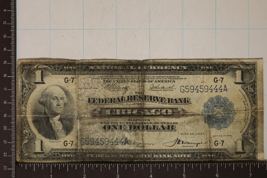US 1918 $1 FRN NATIONAL CURRENCY CHICAGO BLUE