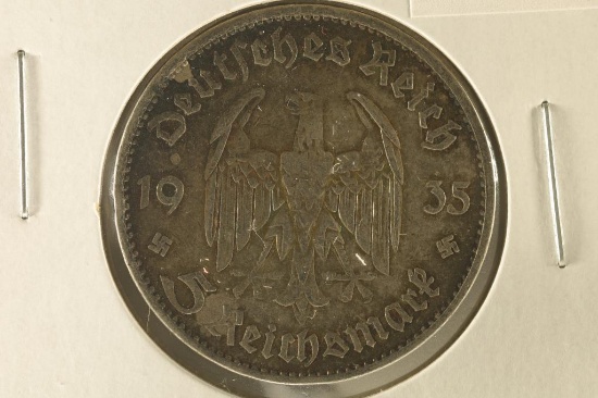 1935-A GERMAN SILVER POTSDAM 5 MARK .4016 OZ. ASW