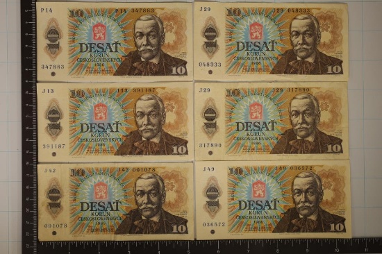 6-1986 CZECHOSLOVAKIA 10 KORUN COLORIZED BILLS