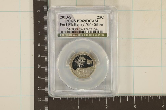2013-S FORT MCHENRY N.P. SILVER QUARTER PCGS PR69