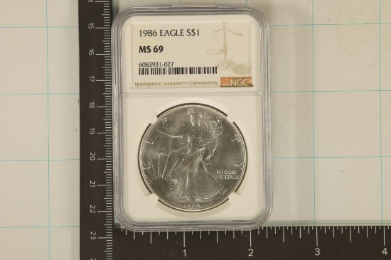 KEY DATE 1986 AMERICAN SILVER EAGLE NGC MS69