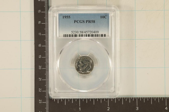 1955 SILVER ROOSEVELT DIME PCGS PR58
